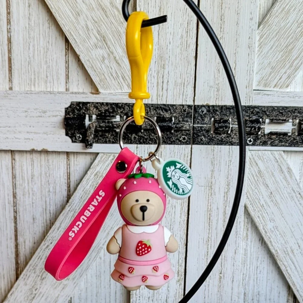 NWOT Starbucks Strawberry 🍓 Bearista Bear Keychain Bag Charm Asia Release - Picture 2 of 4